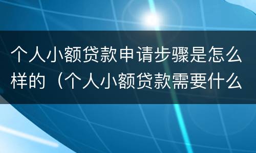 个人小额贷款申请步骤是怎么样的（个人小额贷款需要什么条件）