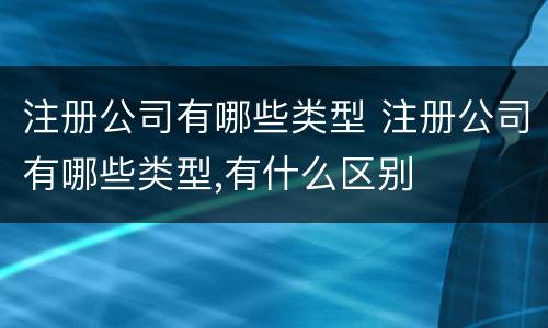 注册公司有哪些类型 注册公司有哪些类型,有什么区别