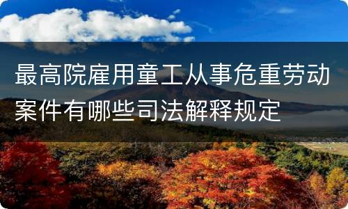 最高院雇用童工从事危重劳动案件有哪些司法解释规定