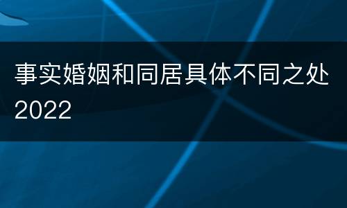 事实婚姻和同居具体不同之处2022