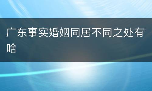 广东事实婚姻同居不同之处有啥