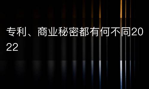 专利、商业秘密都有何不同2022