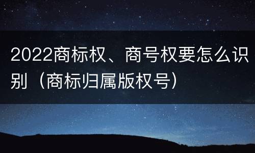 2022商标权、商号权要怎么识别（商标归属版权号）