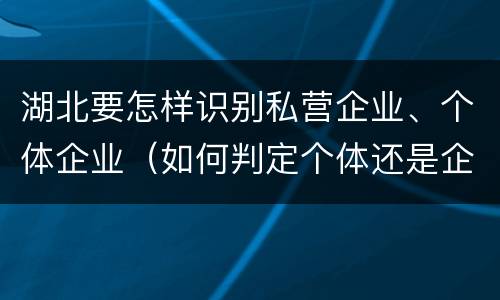 湖北要怎样识别私营企业、个体企业（如何判定个体还是企业）