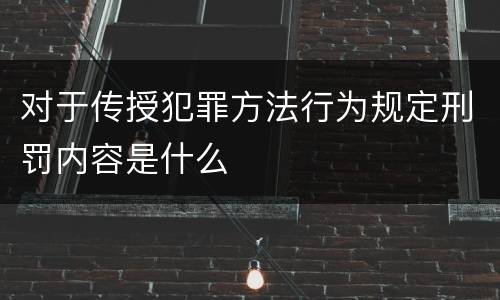 对于传授犯罪方法行为规定刑罚内容是什么