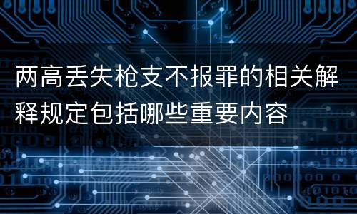 两高丢失枪支不报罪的相关解释规定包括哪些重要内容