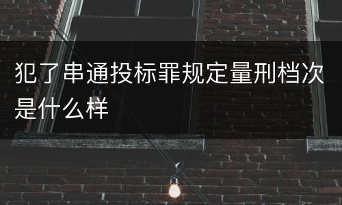 犯了串通投标罪规定量刑档次是什么样