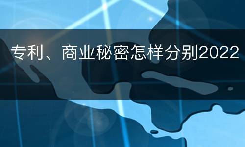 专利、商业秘密怎样分别2022