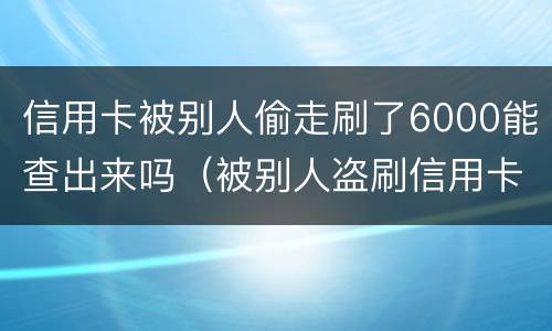 信用卡被别人偷走刷了6000能查出来吗（被别人盗刷信用卡可以立案吗）