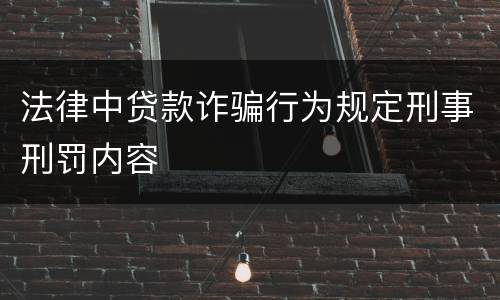 法律中贷款诈骗行为规定刑事刑罚内容