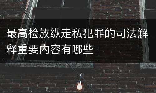 最高检放纵走私犯罪的司法解释重要内容有哪些