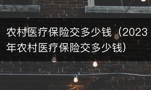 农村医疗保险交多少钱（2023年农村医疗保险交多少钱）