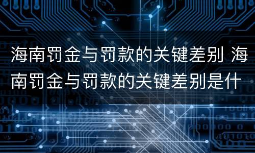 海南罚金与罚款的关键差别 海南罚金与罚款的关键差别是什么