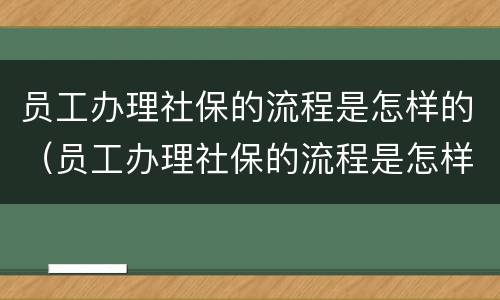 员工办理社保的流程是怎样的（员工办理社保的流程是怎样的呢）