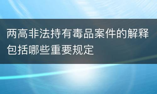 两高非法持有毒品案件的解释包括哪些重要规定