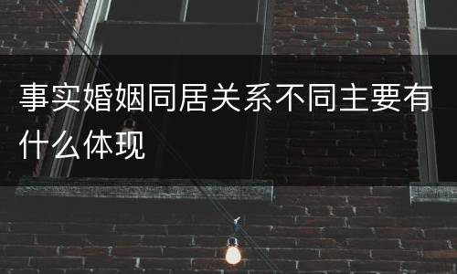 事实婚姻同居关系不同主要有什么体现