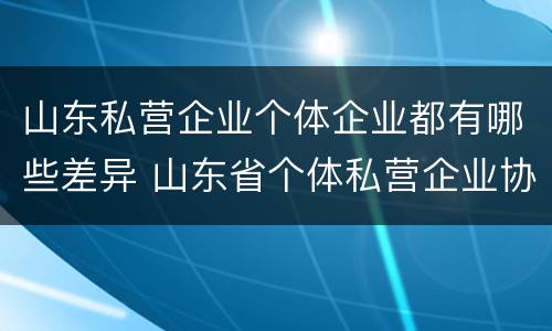 山东私营企业个体企业都有哪些差异 山东省个体私营企业协会酒业分会