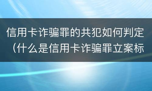 信用卡诈骗罪的共犯如何判定（什么是信用卡诈骗罪立案标准）