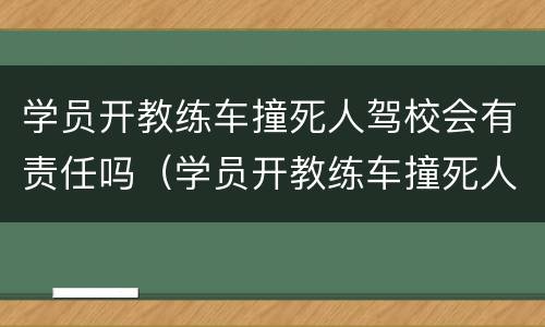 学员开教练车撞死人驾校会有责任吗（学员开教练车撞死人驾校会有责任吗视频）