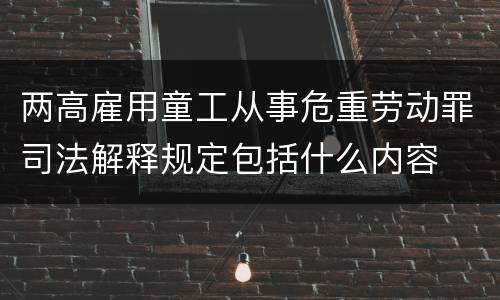 两高雇用童工从事危重劳动罪司法解释规定包括什么内容