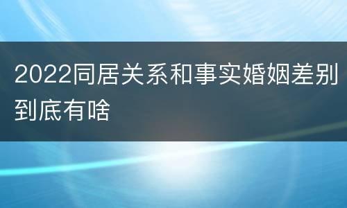 2022同居关系和事实婚姻差别到底有啥