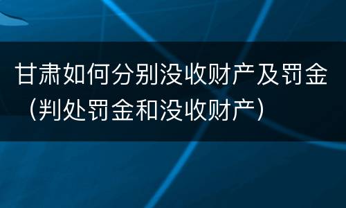 甘肃如何分别没收财产及罚金（判处罚金和没收财产）