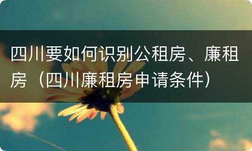 四川要如何识别公租房、廉租房（四川廉租房申请条件）