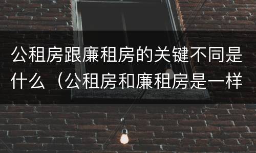 公租房跟廉租房的关键不同是什么（公租房和廉租房是一样吗）