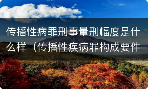 传播性病罪刑事量刑幅度是什么样（传播性疾病罪构成要件）