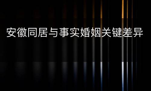 安徽同居与事实婚姻关键差异