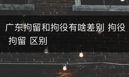 广东拘留和拘役有啥差别 拘役 拘留 区别