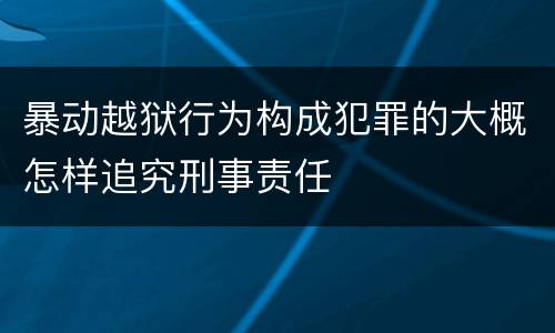 暴动越狱行为构成犯罪的大概怎样追究刑事责任