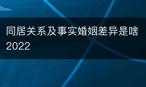 同居关系及事实婚姻差异是啥2022