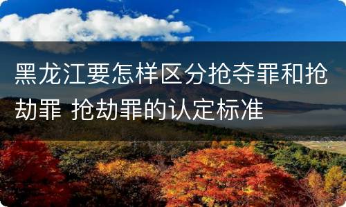 黑龙江要怎样区分抢夺罪和抢劫罪 抢劫罪的认定标准