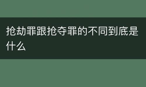 抢劫罪跟抢夺罪的不同到底是什么