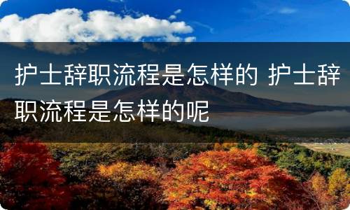 护士辞职流程是怎样的 护士辞职流程是怎样的呢