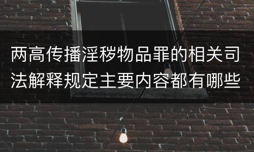 两高传播淫秽物品罪的相关司法解释规定主要内容都有哪些