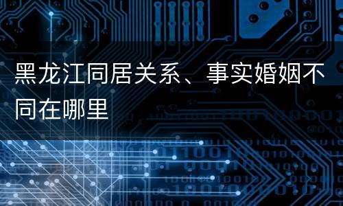 黑龙江同居关系、事实婚姻不同在哪里