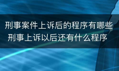 刑事案件上诉后的程序有哪些 刑事上诉以后还有什么程序