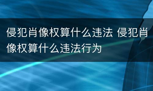 侵犯肖像权算什么违法 侵犯肖像权算什么违法行为