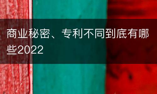 商业秘密、专利不同到底有哪些2022