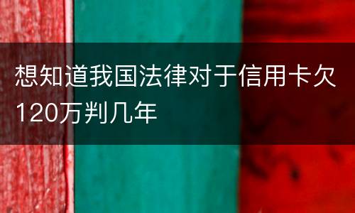 想知道我国法律对于信用卡欠120万判几年