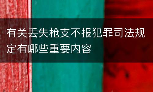 有关丢失枪支不报犯罪司法规定有哪些重要内容