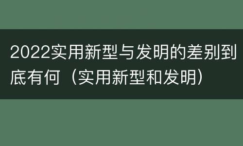 2022实用新型与发明的差别到底有何（实用新型和发明）