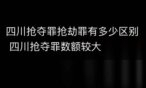 四川抢夺罪抢劫罪有多少区别 四川抢夺罪数额较大