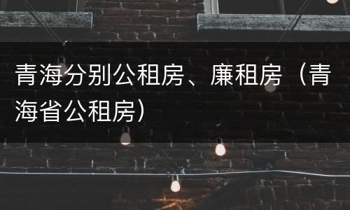 青海分别公租房、廉租房（青海省公租房）