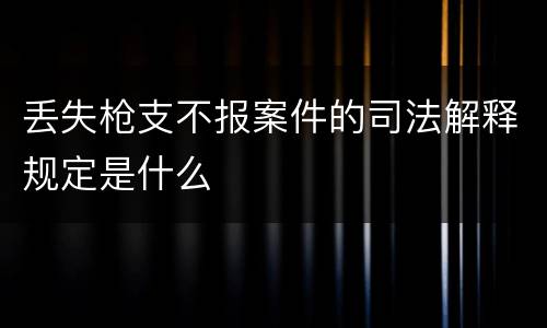 丢失枪支不报案件的司法解释规定是什么