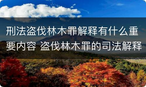 刑法盗伐林木罪解释有什么重要内容 盗伐林木罪的司法解释