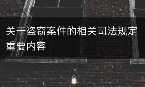 关于盗窃案件的相关司法规定重要内容