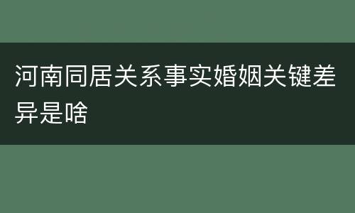 河南同居关系事实婚姻关键差异是啥